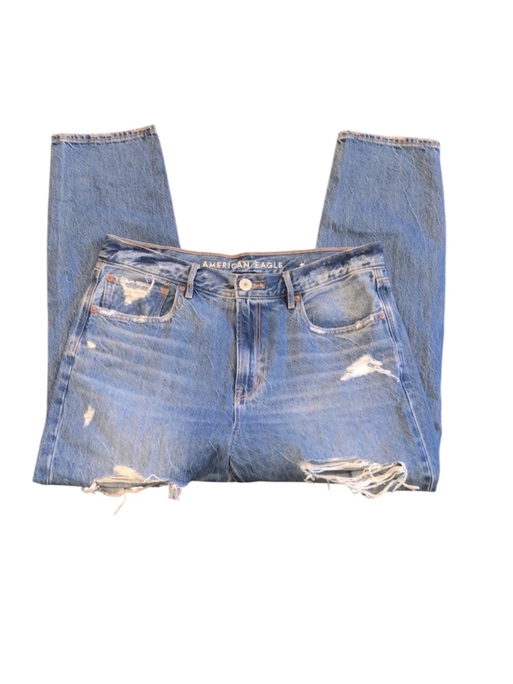 American eagle 90’s slim boyfriend size 10 short jeans extra distressed